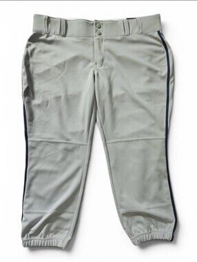 CHAMPRO Women’s Fastpitch Softball Pants XL Grey Navy Piped BP11P Athletic NEW